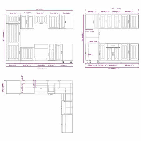 vidaXL 14 Piece Kitchen Cabinet Set Lucca Gloss White Engineered Wood