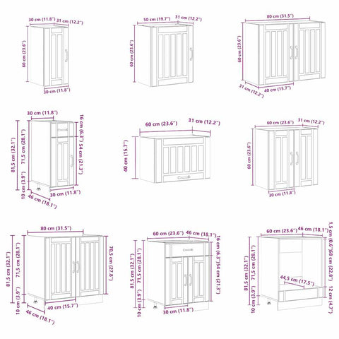 vidaXL 14 Piece Kitchen Cabinet Set Lucca Gloss White Engineered Wood