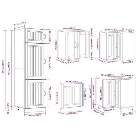 vidaXL 14 Piece Kitchen Cabinet Set Lucca Smoked Oak Engineered Wood