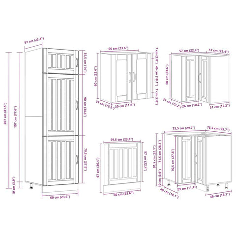 vidaXL 14 Piece Kitchen Cabinet Set Lucca Grey Sonoma Engineered Wood