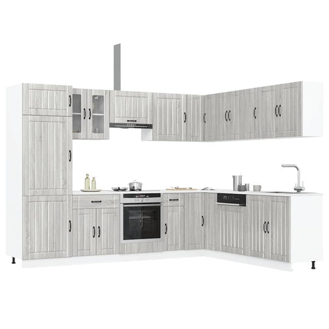 vidaXL 14 Piece Kitchen Cabinet Set Lucca Grey Sonoma Engineered Wood