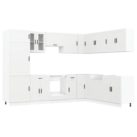 vidaXL 14 Piece Kitchen Cabinet Set Porto White Engineered Wood