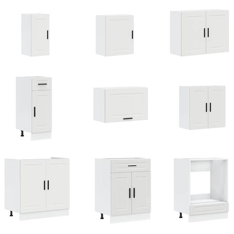 vidaXL 14 Piece Kitchen Cabinet Set Porto White Engineered Wood