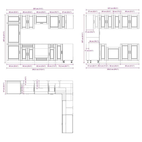 vidaXL 14 Piece Kitchen Cabinet Set Porto White Engineered Wood