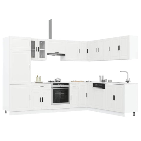 vidaXL 14 Piece Kitchen Cabinet Set Porto White Engineered Wood