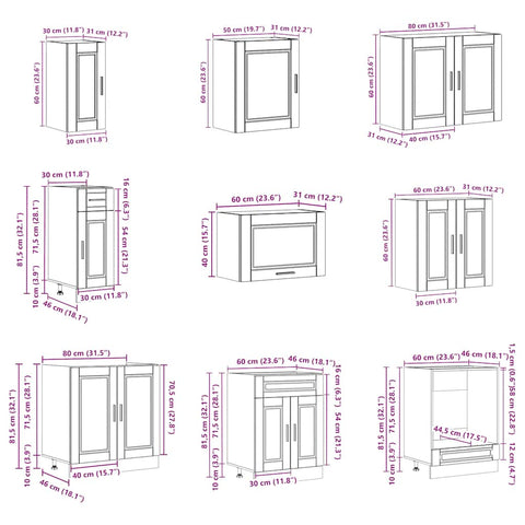 vidaXL 14 Piece Kitchen Cabinet Set Porto Gloss White Engineered Wood