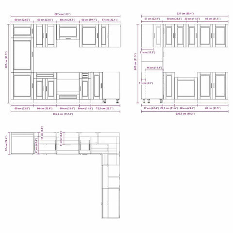 vidaXL 14 Piece Kitchen Cabinet Set Porto Sonoma Oak Engineered Wood