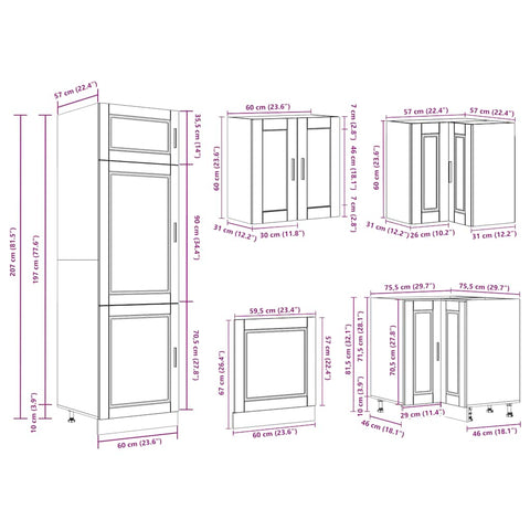 vidaXL 14 Piece Kitchen Cabinet Set Porto Concrete Grey Engineered Wood