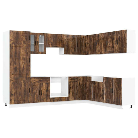 vidaXL 14 Piece Kitchen Cabinet Set Porto Smoked Oak Engineered Wood