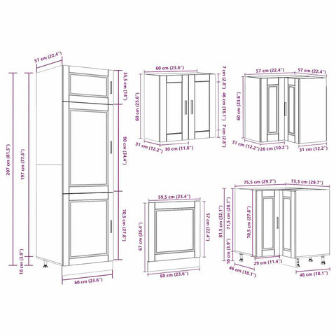 vidaXL 14 Piece Kitchen Cabinet Set Porto Artisan Oak Engineered Wood