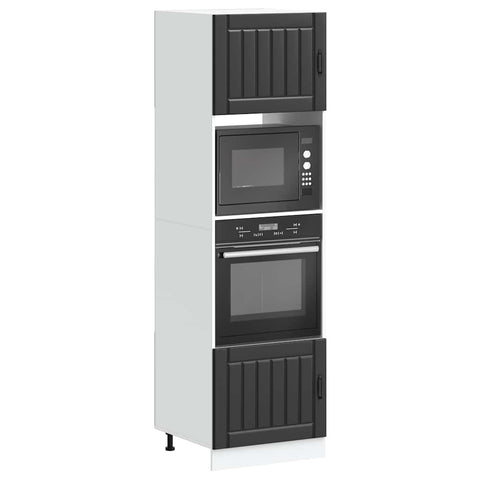 vidaXL Oven Cabinets 2 pcs Lucca Black Engineered Wood