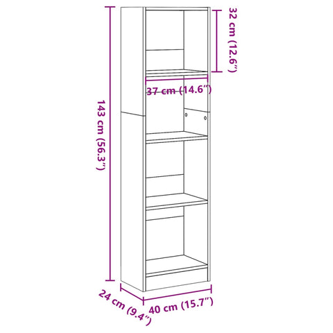 vidaXL Bookcase Old Wood 40x24x143 cm Engineered Wood