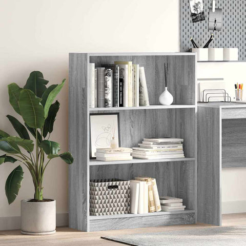 vidaXL Bookcase Grey Sonoma 80x24x109 cm Engineered Wood
