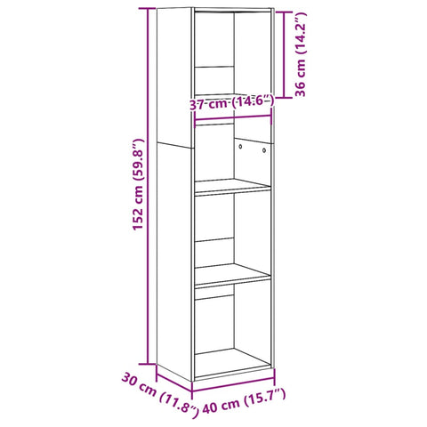 vidaXL Bookcase Old Wood 40x30x152 cm Engineered Wood