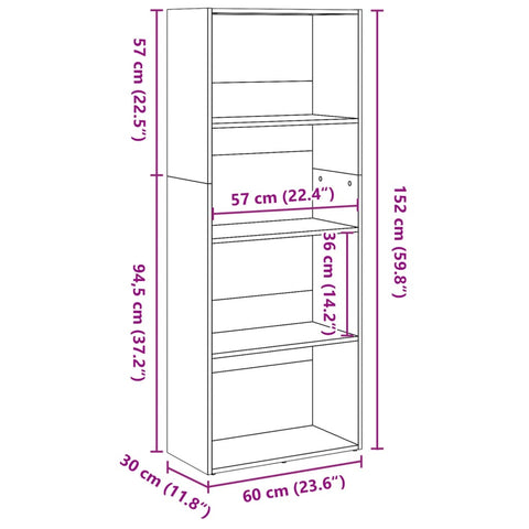 vidaXL Bookcase White 60x30x152 cm Engineered Wood