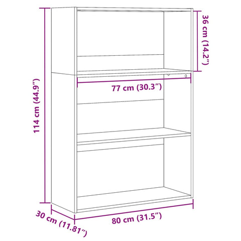 vidaXL Bookcase Old Wood 80x30x114 cm Engineered Wood