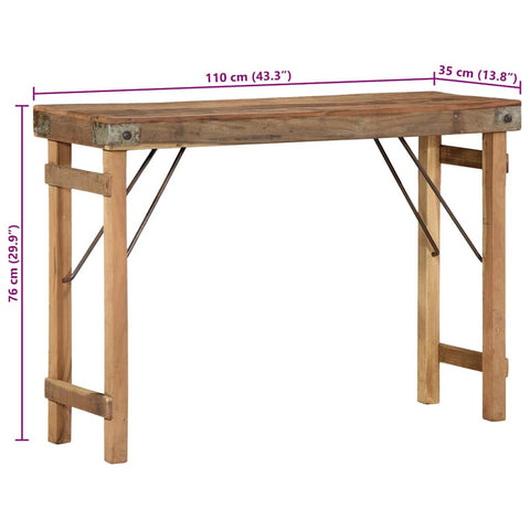 vidaXL Console Table Brown 110 x 35 x 76 cm Solid Reclaim wood