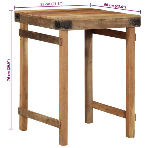 vidaXL Dining Table Brown 60 x 55 x 76 cm Solid reclaimed wood