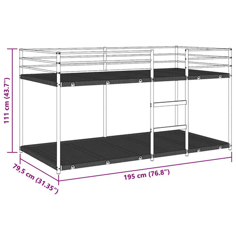 vidaXL Bunk Bed without Mattress Black 75x190 cm Steel