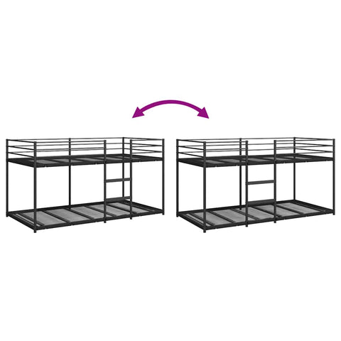 vidaXL Bunk Bed without Mattress Black 80x200 cm Steel