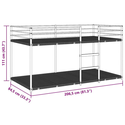 vidaXL Bunk Bed without Mattress Black 80x200 cm Steel