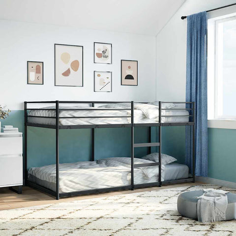 vidaXL Bunk Bed without Mattress Black 90x200 cm Steel