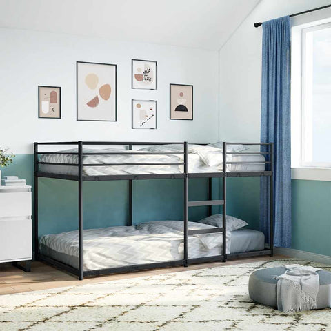 vidaXL Bunk Bed without Mattress Black 100x200 cm Steel
