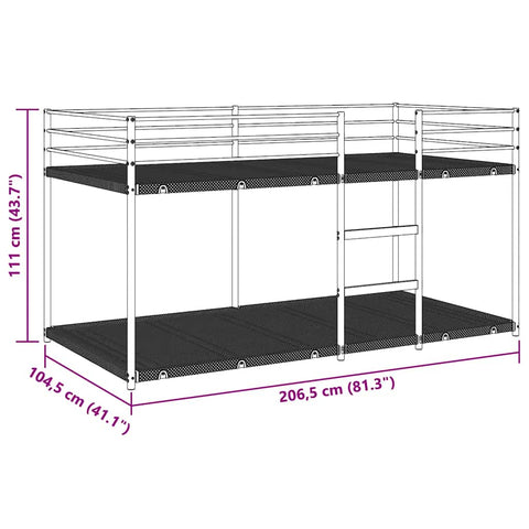 vidaXL Bunk Bed without Mattress Black 100x200 cm Steel
