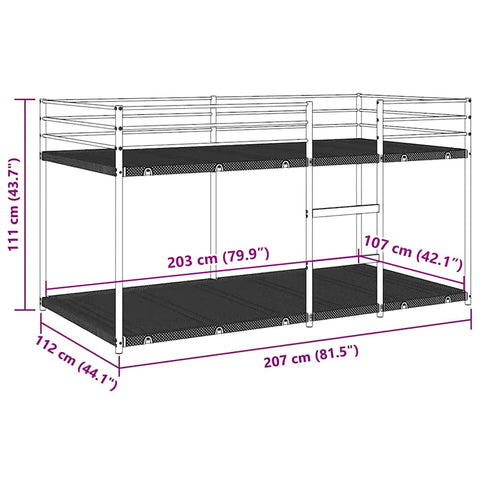 vidaXL Bunk Bed without Mattress Black 107x203 cm Steel