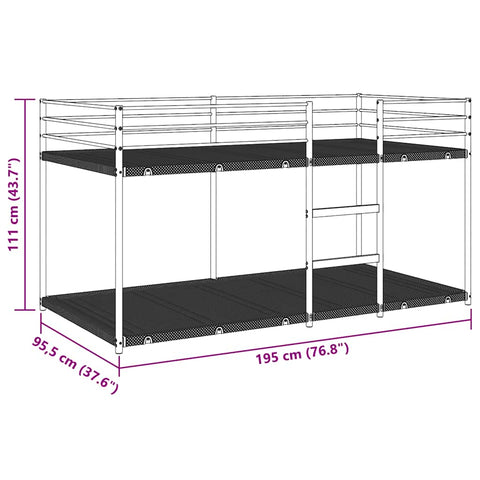 vidaXL Bunk Bed without Mattress White 90x190 cm Steel