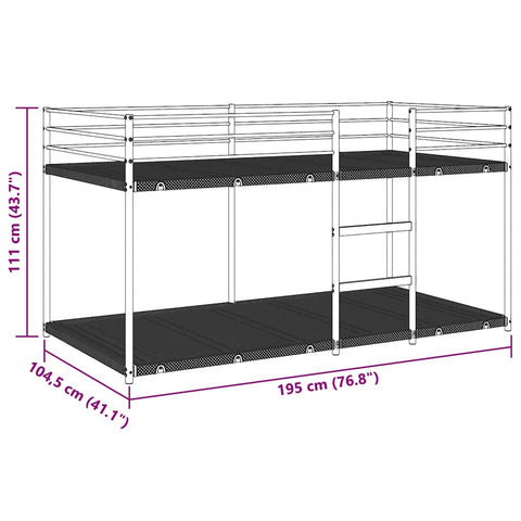 vidaXL Bunk Bed without Mattress White 100x190 cm Steel