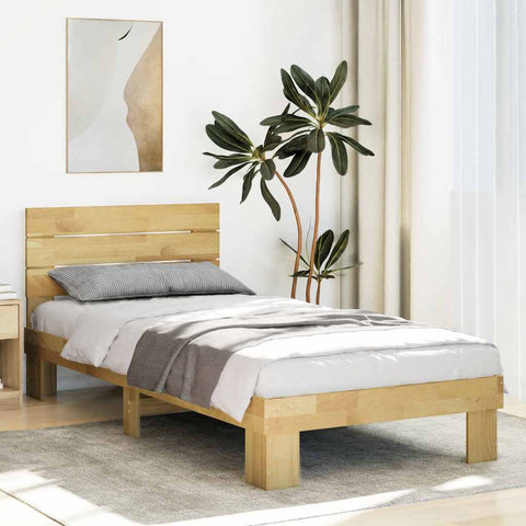 vidaXL Bed Frame with Headboard without Mattress 90x200 cm Solid Wood Oak