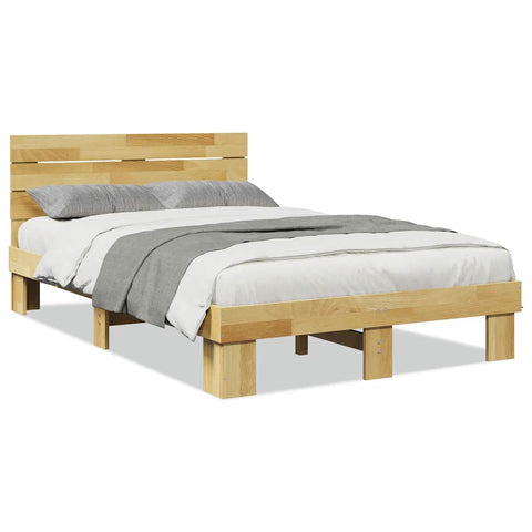vidaXL Bed Frame with Headboard without Mattress 120x200 cm Solid Wood Oak