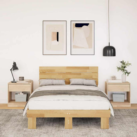vidaXL Bed Frame with Headboard without Mattress 120x200 cm Solid Wood Oak