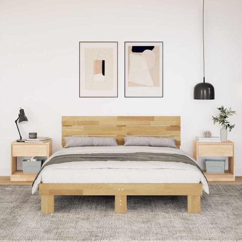 vidaXL Bed Frame with Headboard without Mattress 140x200 cm Solid Wood Oak