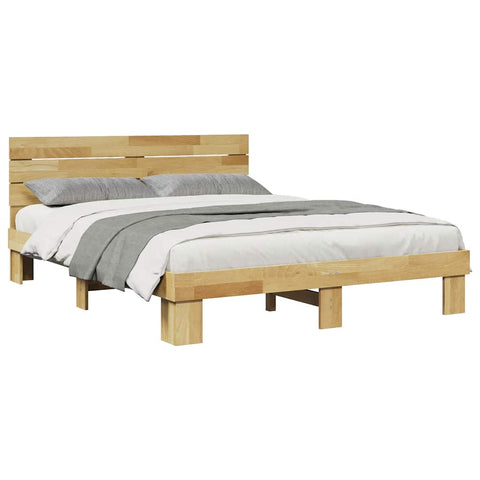 vidaXL Bed Frame with Headboard without Mattress 140x200 cm Solid Wood Oak