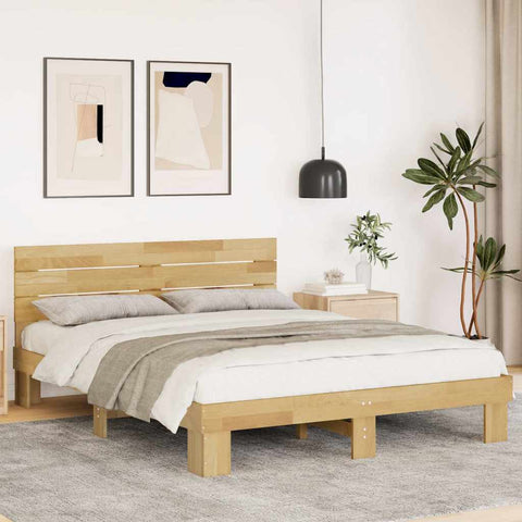 vidaXL Bed Frame with Headboard without Mattress 140x200 cm Solid Wood Oak