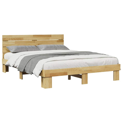vidaXL Bed Frame with Headboard without Mattress 160x200 cm Solid Wood Oak