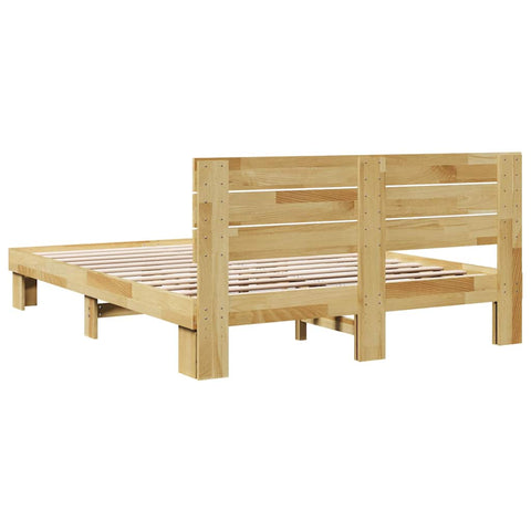 vidaXL Bed Frame with Headboard without Mattress 160x200 cm Solid Wood Oak