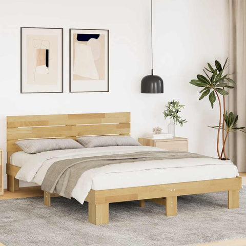 vidaXL Bed Frame with Headboard without Mattress 160x200 cm Solid Wood Oak