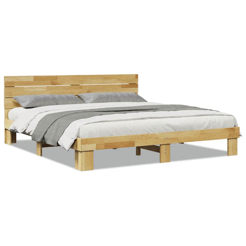 vidaXL Bed Frame with Headboard without Mattress 180x200 cm Solid Wood Oak