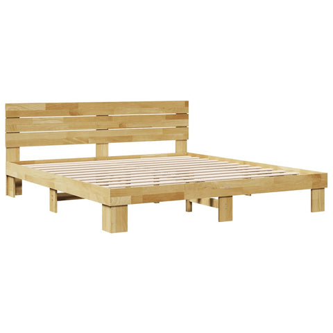 vidaXL Bed Frame with Headboard without Mattress 180x200 cm Solid Wood Oak