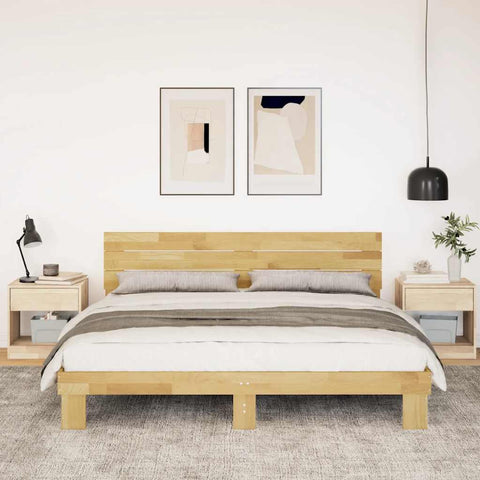 vidaXL Bed Frame with Headboard without Mattress 180x200 cm Solid Wood Oak