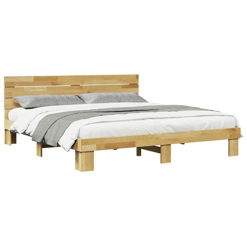 vidaXL Bed Frame with Headboard without Mattress 180x200 cm Solid Wood Oak