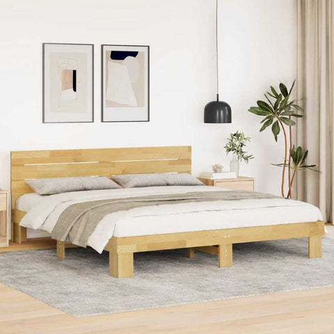 vidaXL Bed Frame with Headboard without Mattress 200x200 cm Solid Wood Oak