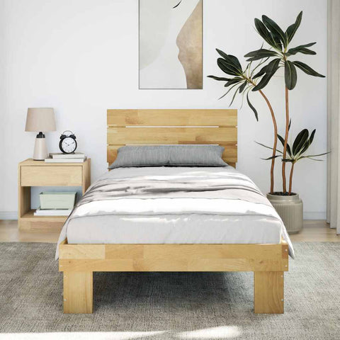 vidaXL Bed Frame with Headboard without Mattress 75x190 cm Solid Wood Oak