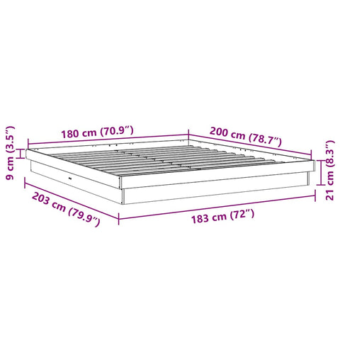 vidaXL Bed Frame without Mattress 180x200 cm Super King Solid Wood Oak