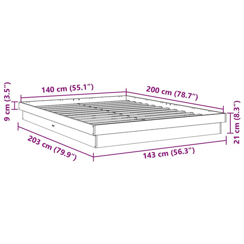 vidaXL Bed Frame without Mattress 140x200 cm Solid Wood Oak