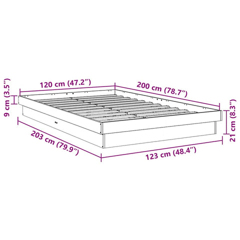 vidaXL Bed Frame without Mattress 120x200 cm Solid Wood Oak