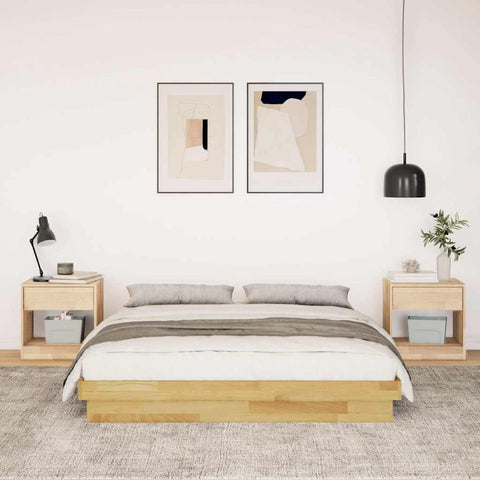 vidaXL Bed Frame without Mattress 135x190 cm Double Solid Wood Oak